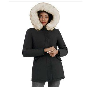 New Molemsx Women's Faux Fur Hooded Omni Heat Jacket Winter Puffer Coat XS NWT
